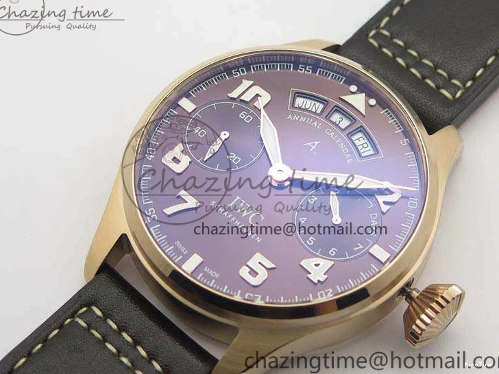 MIROTIME 0202 Popular Big Pilot Real PR IW502706 RG YLF 1:1 Best Edition Brown Dial On Calfskin Strap A 7223